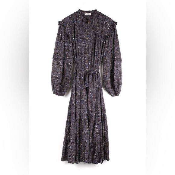 ULLA JOHNSON LAYLA DRESS with ruffle detail in blue - Picture 4 of 9